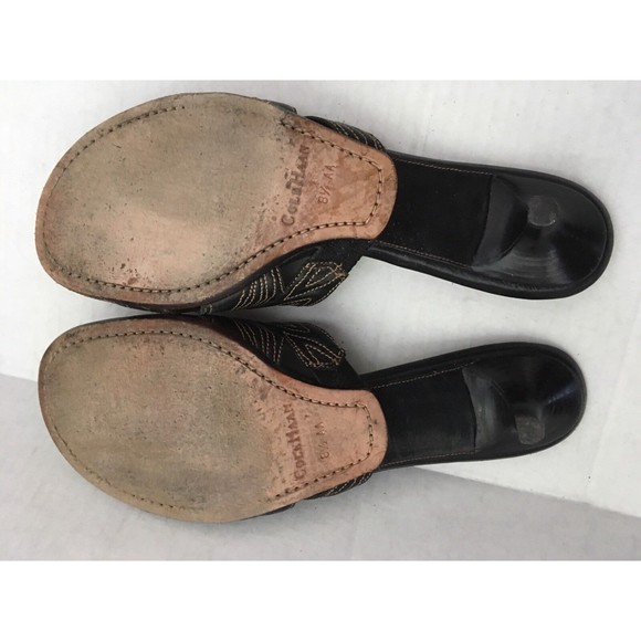 Cole Haan Resort Black Leather Kitten Heel Sandals Size 8.5 AA - Picture 3 of 7